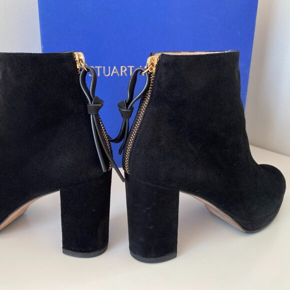 Stuart Weitzman Martine Black Suede Booties - Size 5.5 - Made in Spain - Picture 1 of 13